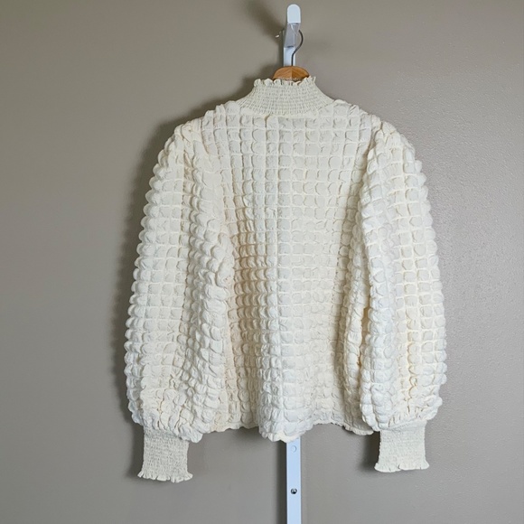 Anthropologie Endless Rose Textured Puff-Sleeve Blouse - Picture 13 of 16